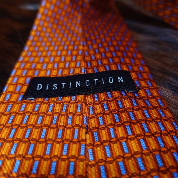 Distinction Red, Copper, Gold and Blue Emerald Cut Silk Tie - Picture 3 of 4